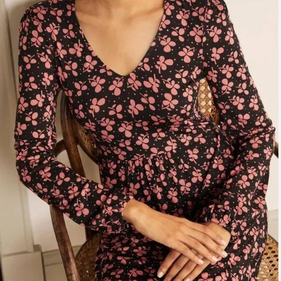 Boden Clover Print Hattie Jersey Dress - Size 12P - Picture 4 of 9